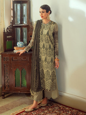 3 Piece Embroidered Cotton Unstitched Dress With Chiffon Dupatta