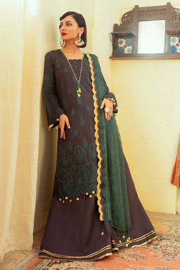 3 Piece Embroidered Cotton Unstitched Dress With Chiffon Dupatta